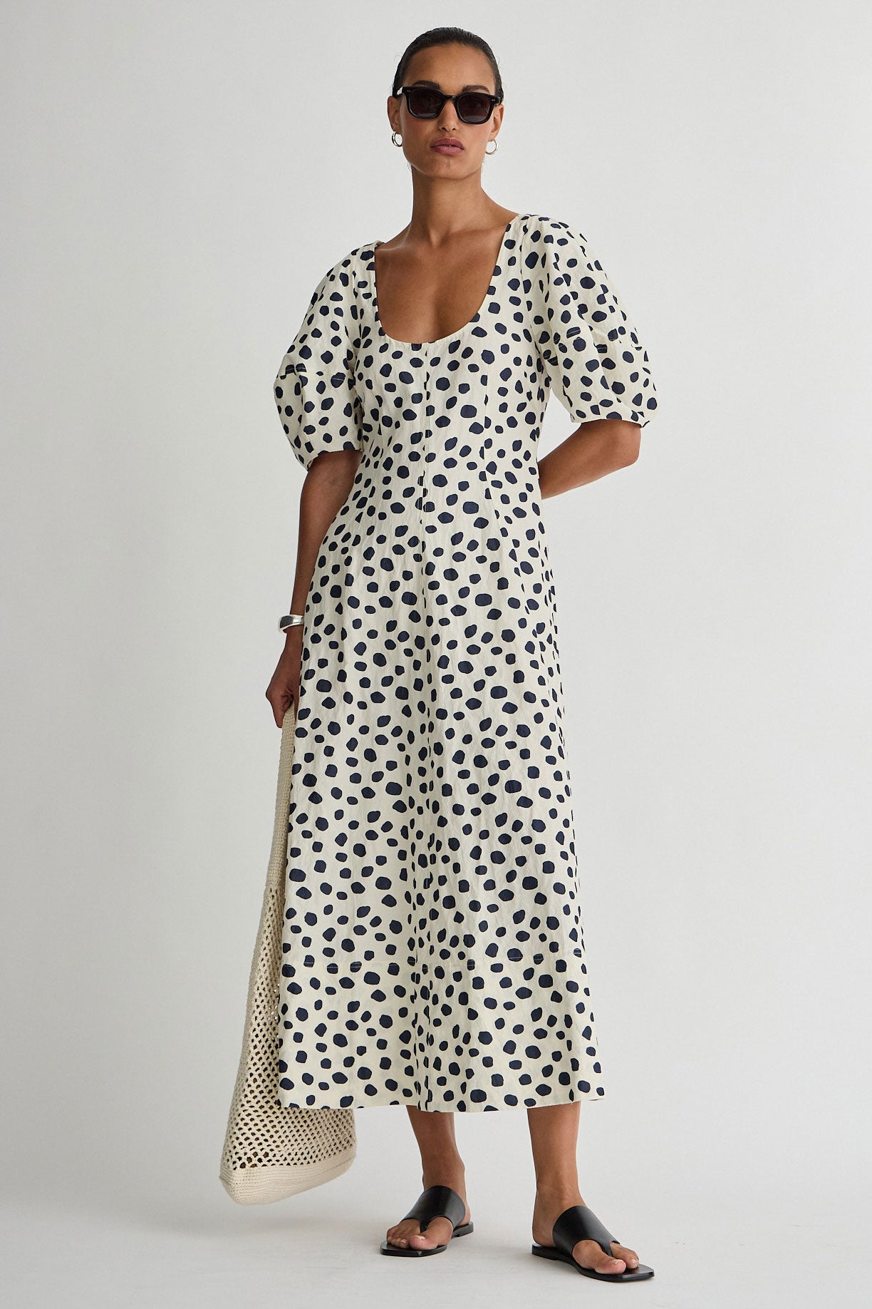 Apiece Apart Anni Scoop Maxi Dress in Yayoi Black & White