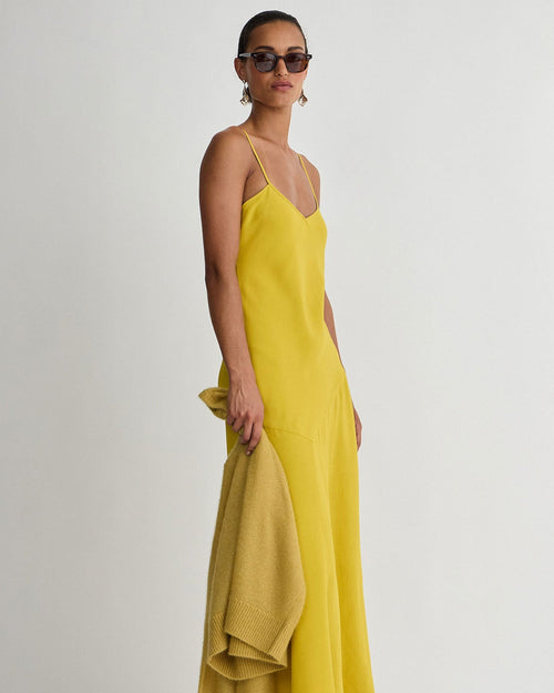 Apiece Apart Kasimira Bias Slip Dress in Goldenrod