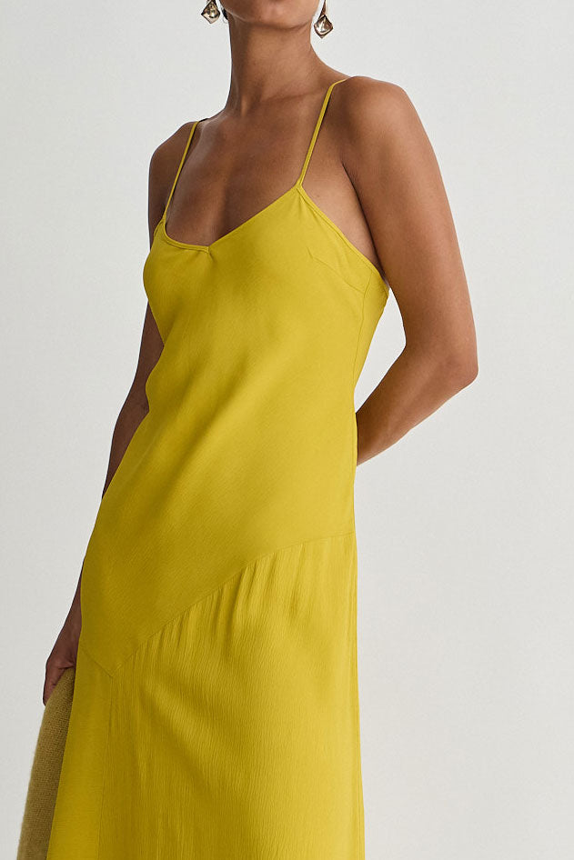 Apiece Apart Kasimira Bias Slip Dress in Goldenrod