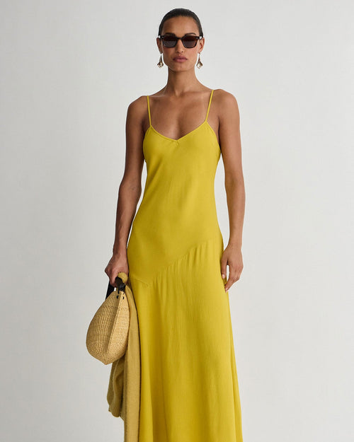 Apiece Apart Kasimira Bias Slip Dress in Goldenrod