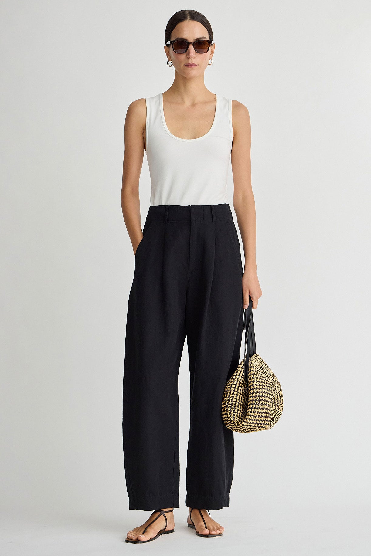 Apiece Apart Bari Crop Trouser in Black