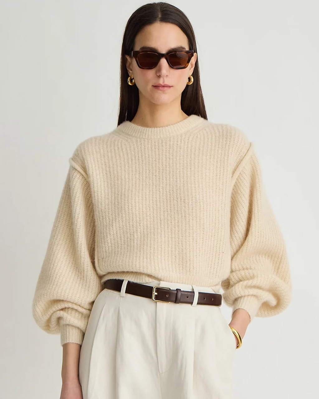 Apiece Apart Softest Silk Cashmere Batwing Crew in Ivory