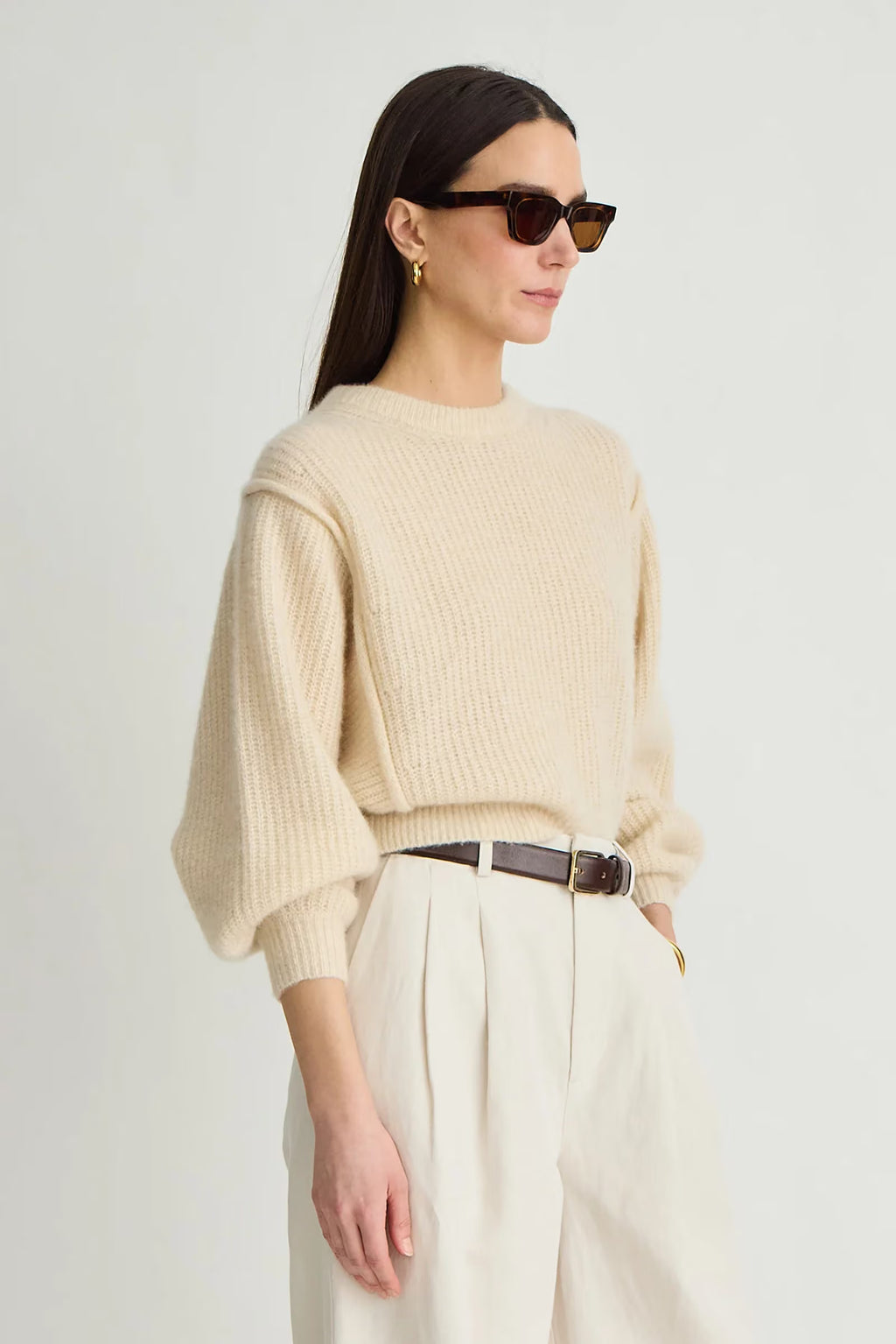 Apiece Apart Softest Silk Cashmere Batwing Crew in Ivory