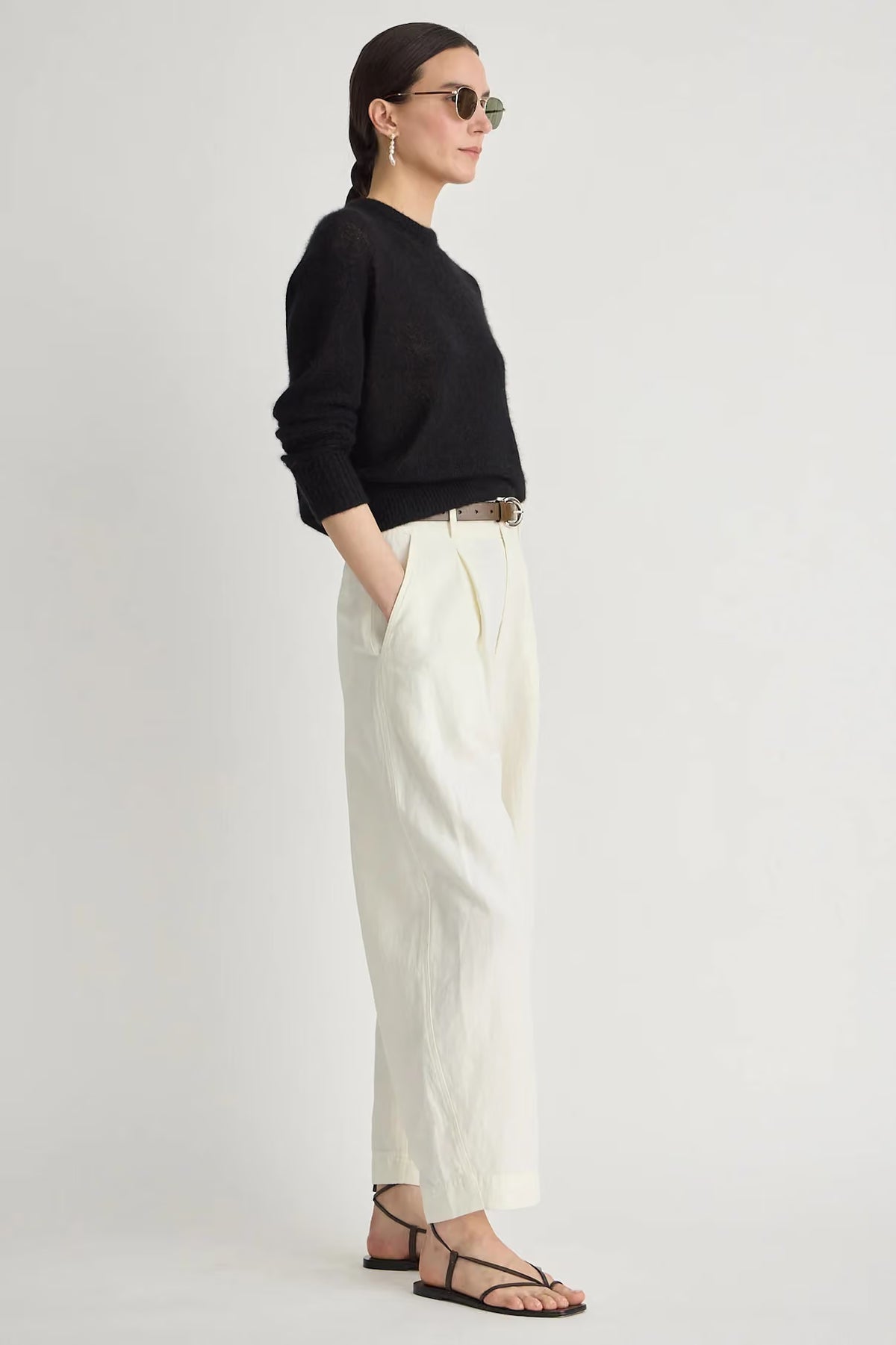 Apiece Apart Bari Crop Trouser in Cream