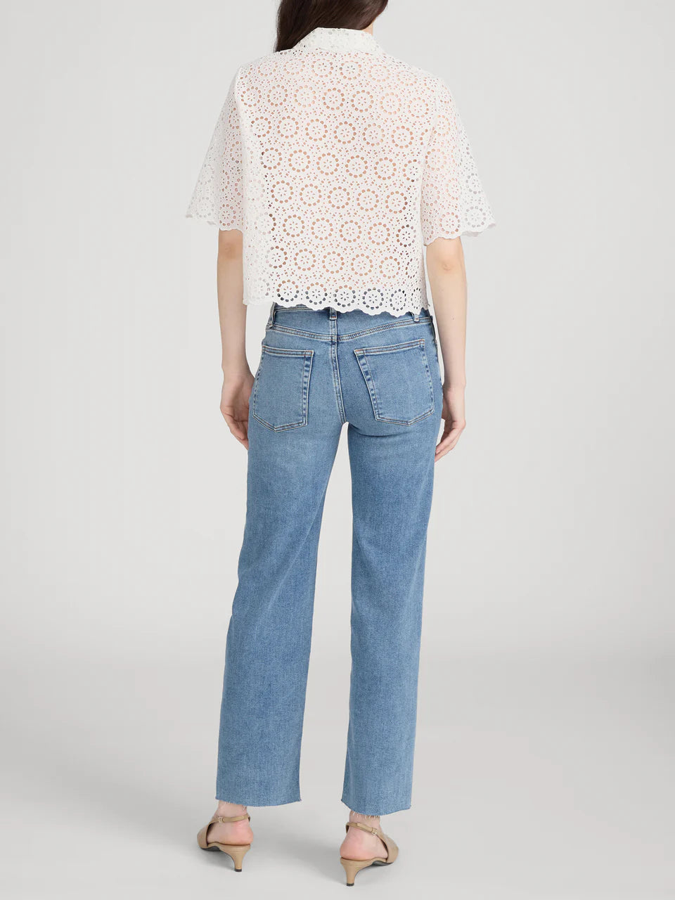 FRAME The Petal Eyelet Shirt in White