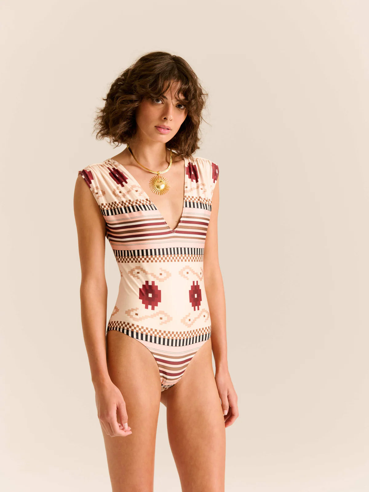 Carolina K Lisette One Piece in Multi Chacana Brown
