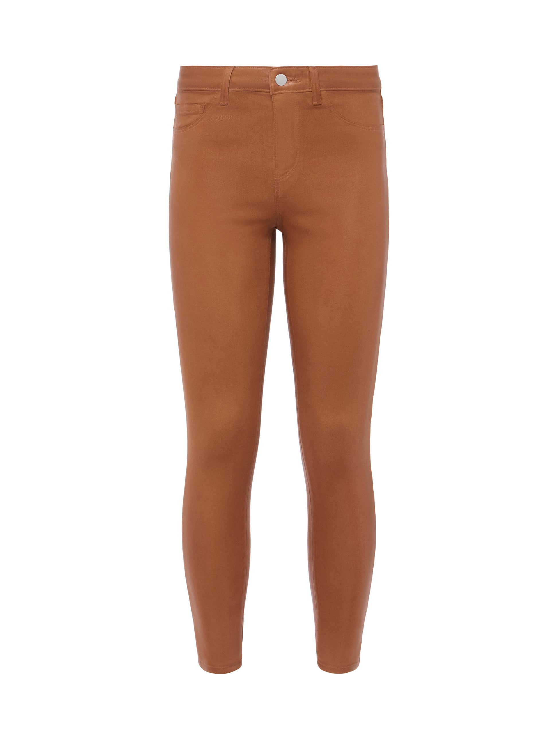 L'AGENCE Margot High-Rise Skinny Jeans in Cognac Coated