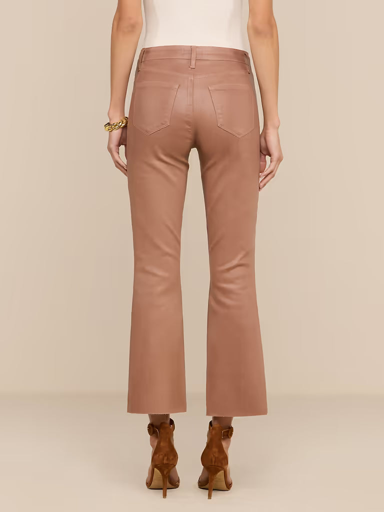 L'AGENCE Kendra High-Rise Crop Flare in Hazelnut Coated