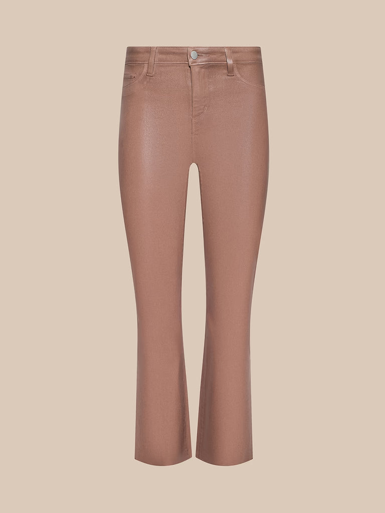 L'AGENCE Kendra High-Rise Crop Flare in Hazelnut Coated