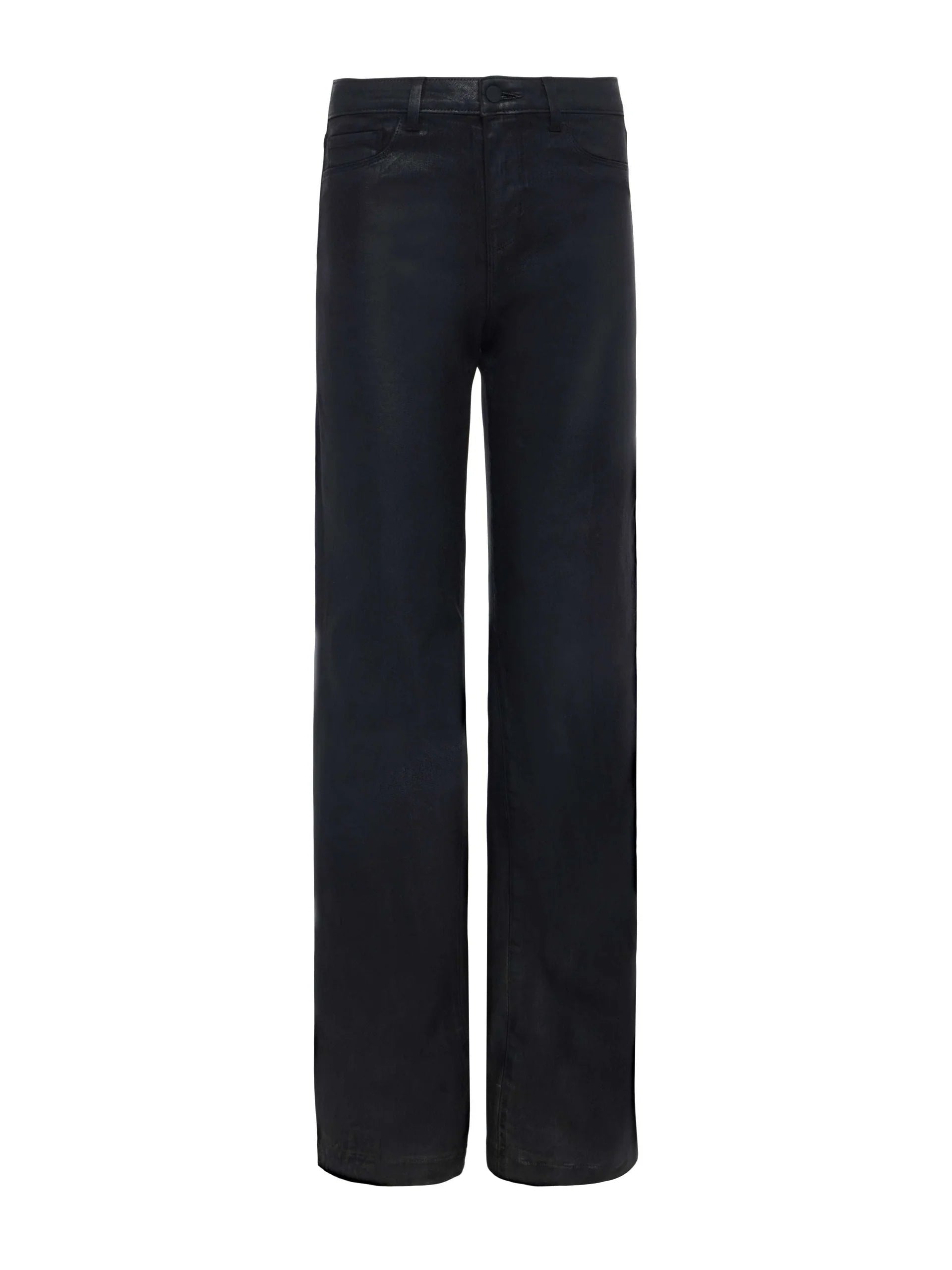 L'AGENCE Clayton High-Rise Wide Leg Jeans in Noir Coated