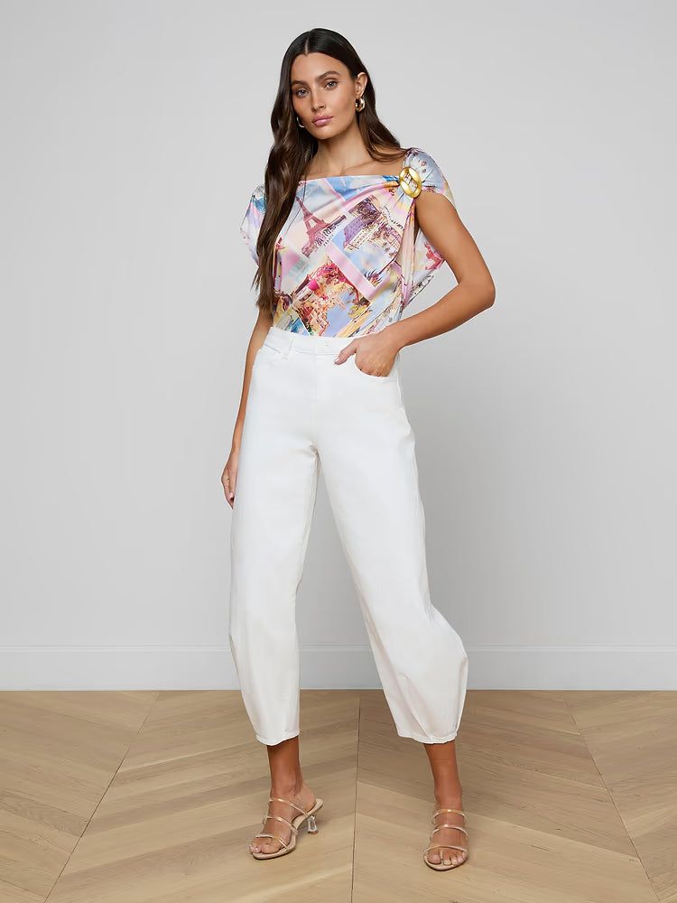 L’AGENCE Krista Tapered Leg Jean in White