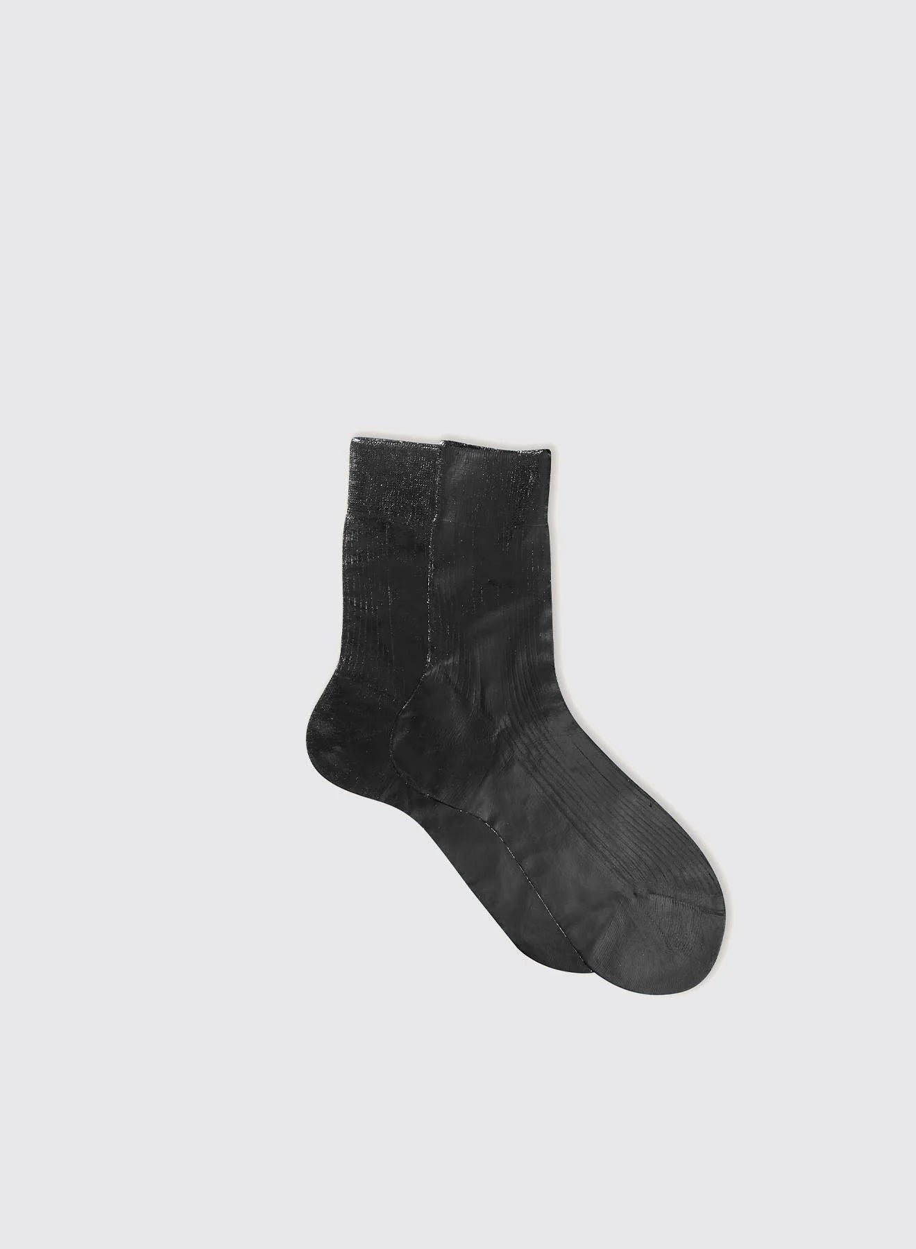 Maria La Rosa One Ribbed Laminated Socks in Black
