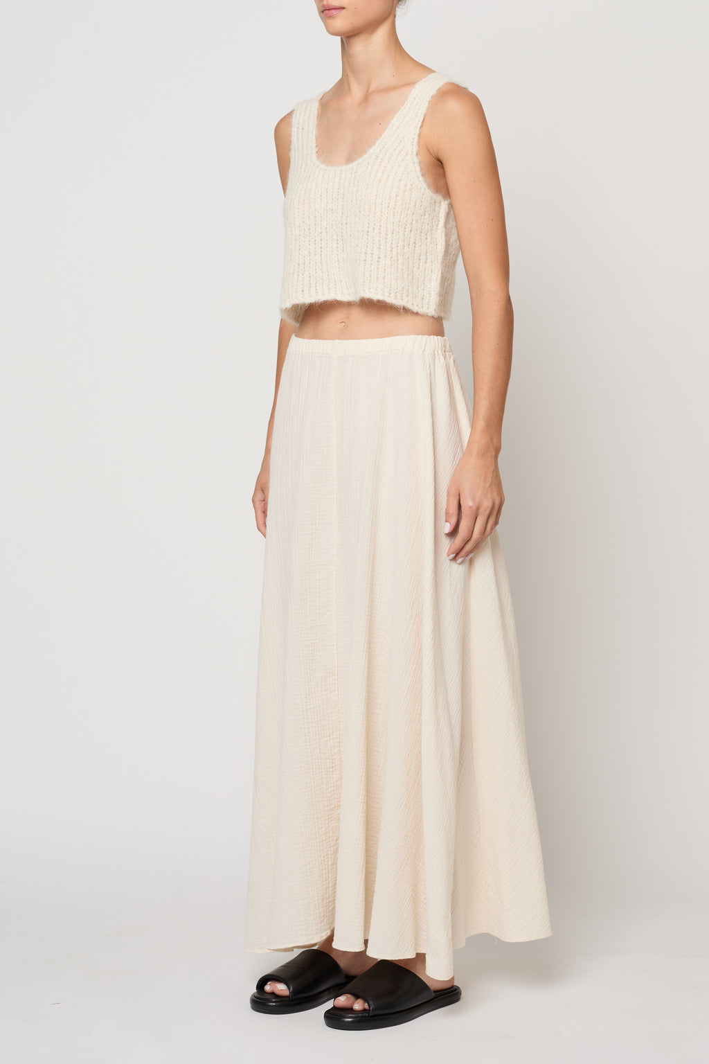 Atelier Delphine Gauze Pull On Cotton Skirt in Kinari