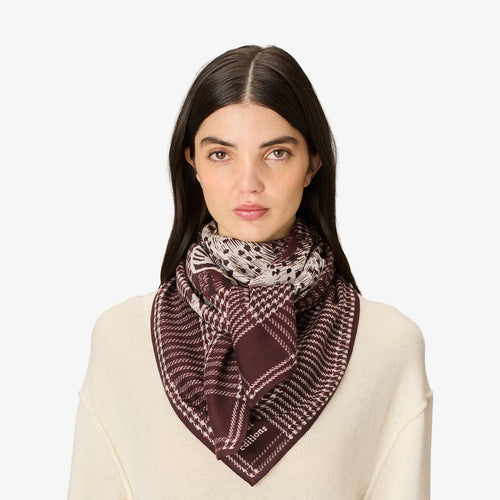 Inoui Editions Square Scarf Jorgen Houndstooth in Brown