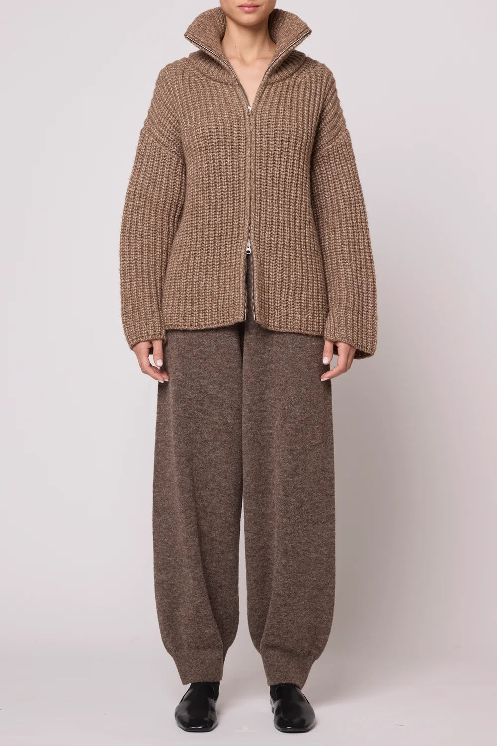 Atelier Delphine Zip-Up Cardigan in Brown