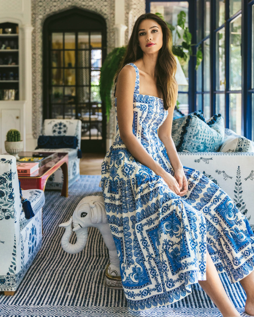 Cara Cara Margarita Dress in Hudson Scarf Sky