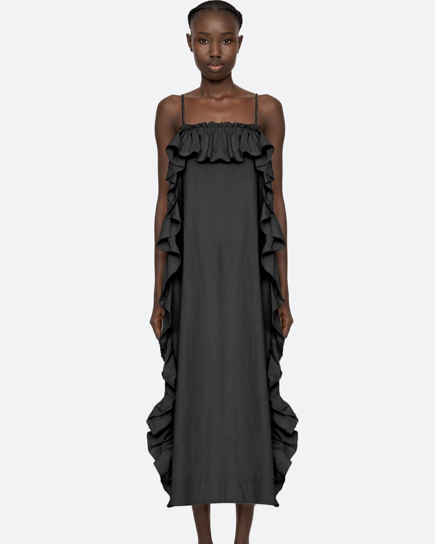 Sea New York Lisette Ruffle Maxi Sundress in Black