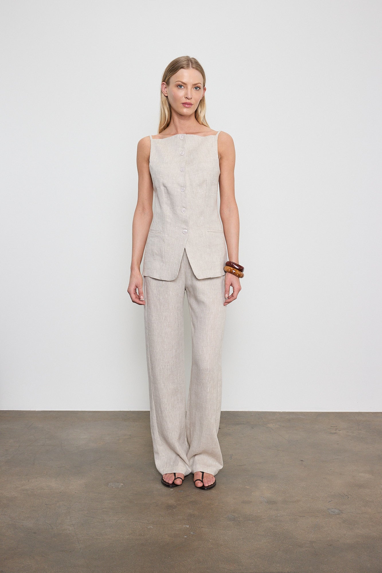 Enza Costa Linen Everywhere Pant in Jute Heather
