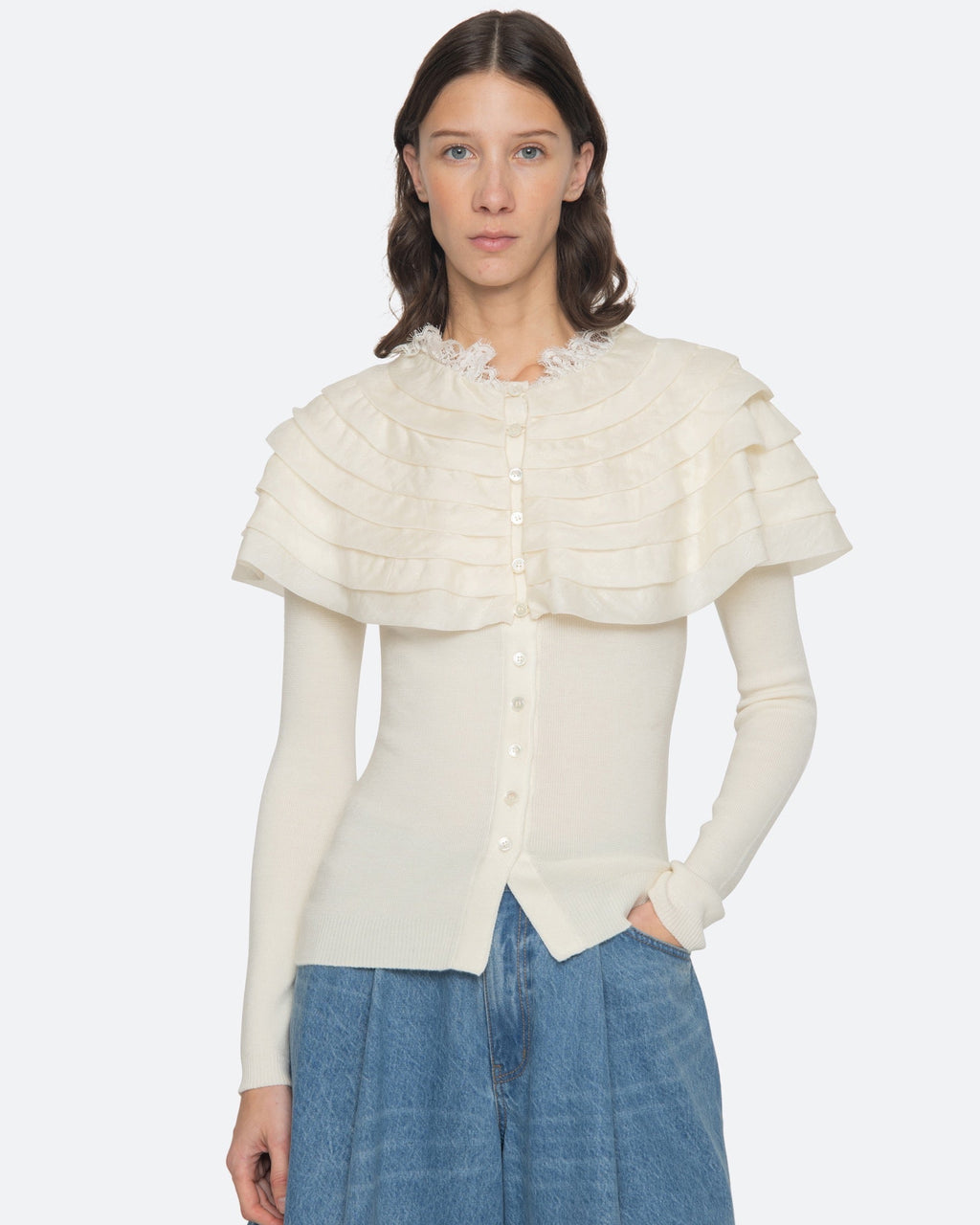 Sea New York Wanda Knit Cardigan in Cream