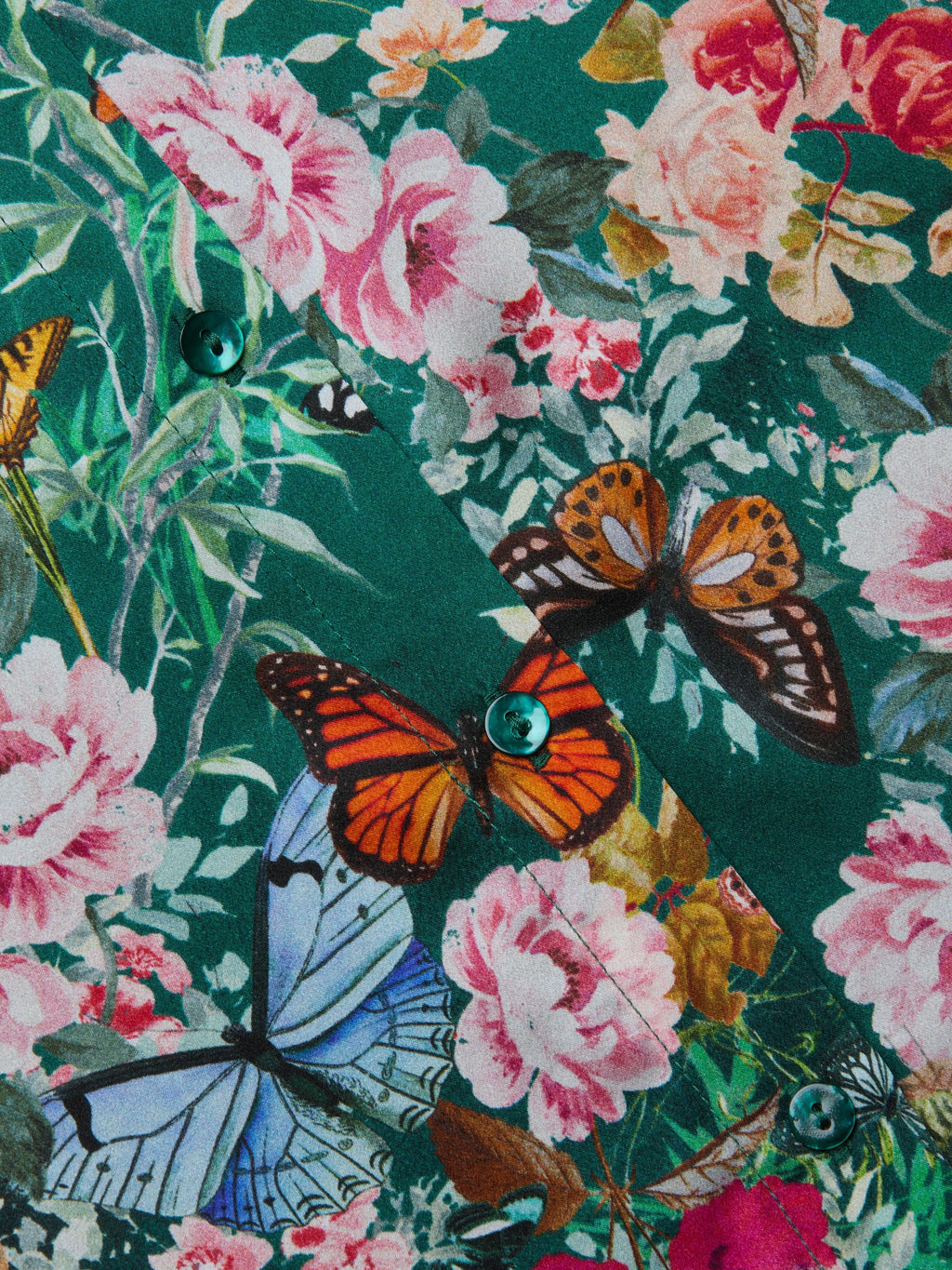 L'AGENCE Tyler Long Sleeve Blouse in Bottle Green Multi Charonda Butterfly