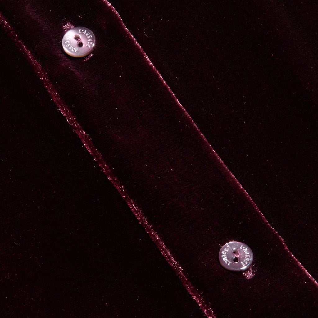 L'AGENCE Cosette Crop Velvet Shirt in Deep Port