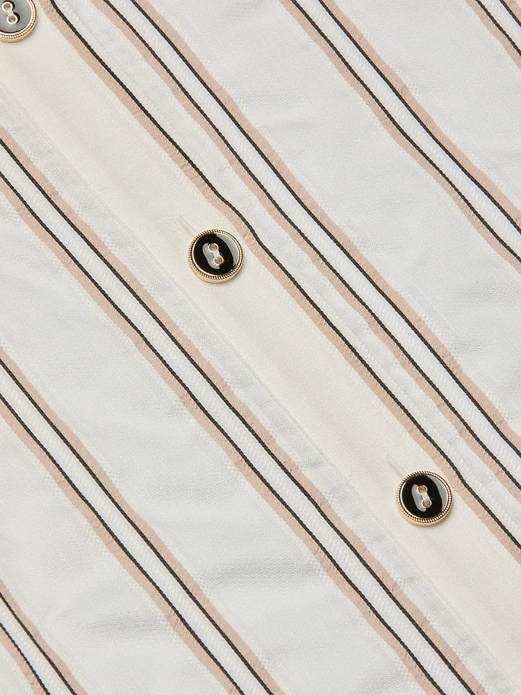 L’AGENCE Cosette Crop Shirt in Ivory Multi Stripe