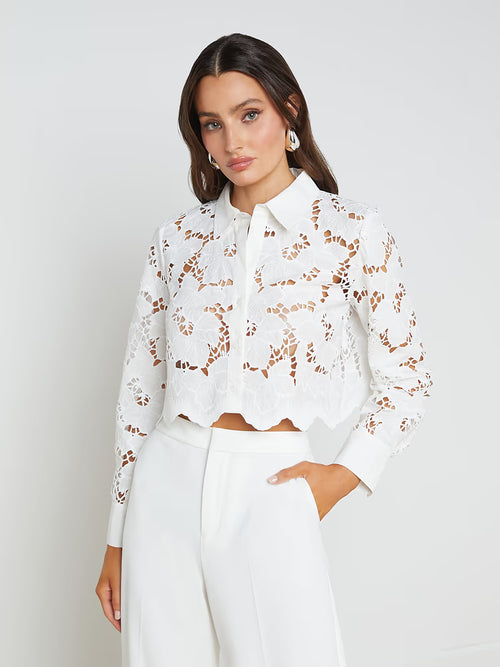 L’AGENCE Seychelle Lace Blouse in Ivory