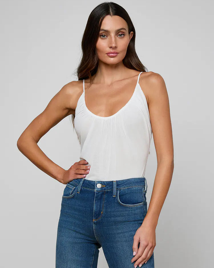 L’AGENCE Gelina Ruched Bodysuit in White