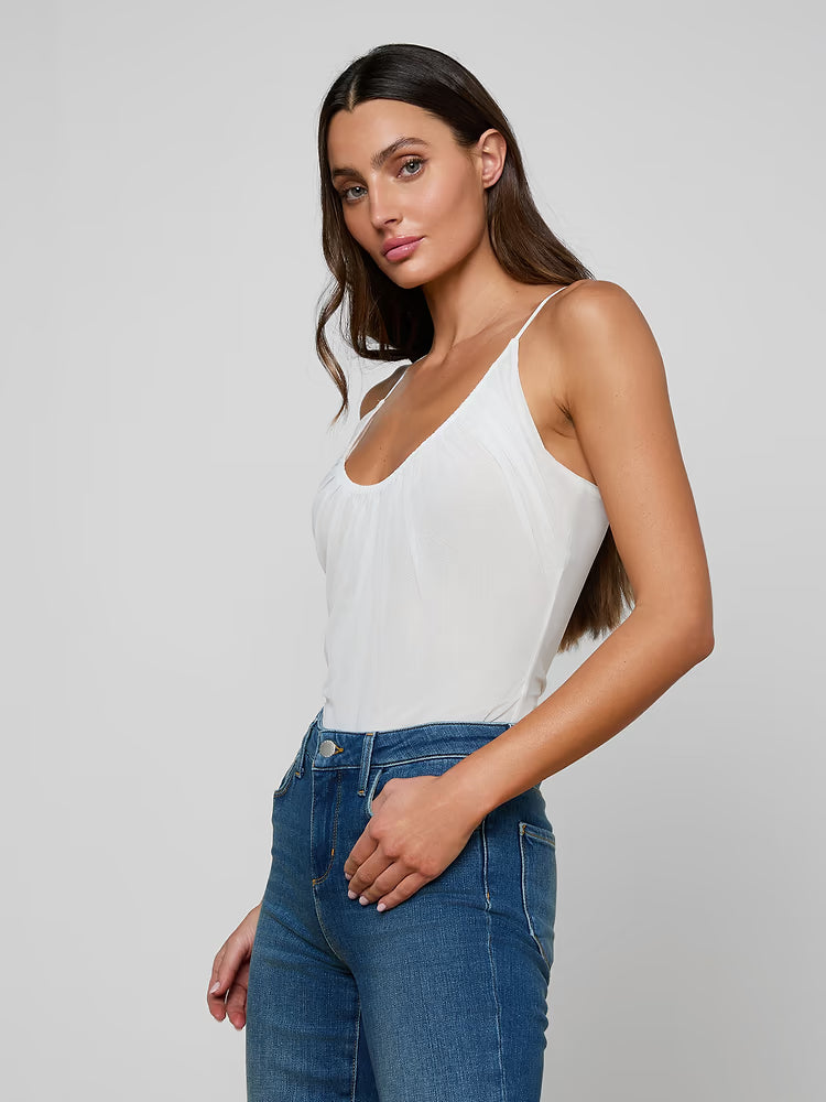 L’AGENCE Gelina Ruched Bodysuit in White