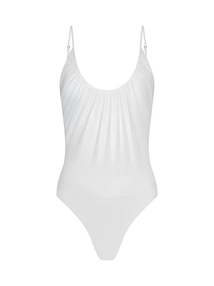 L’AGENCE Gelina Ruched Bodysuit in White