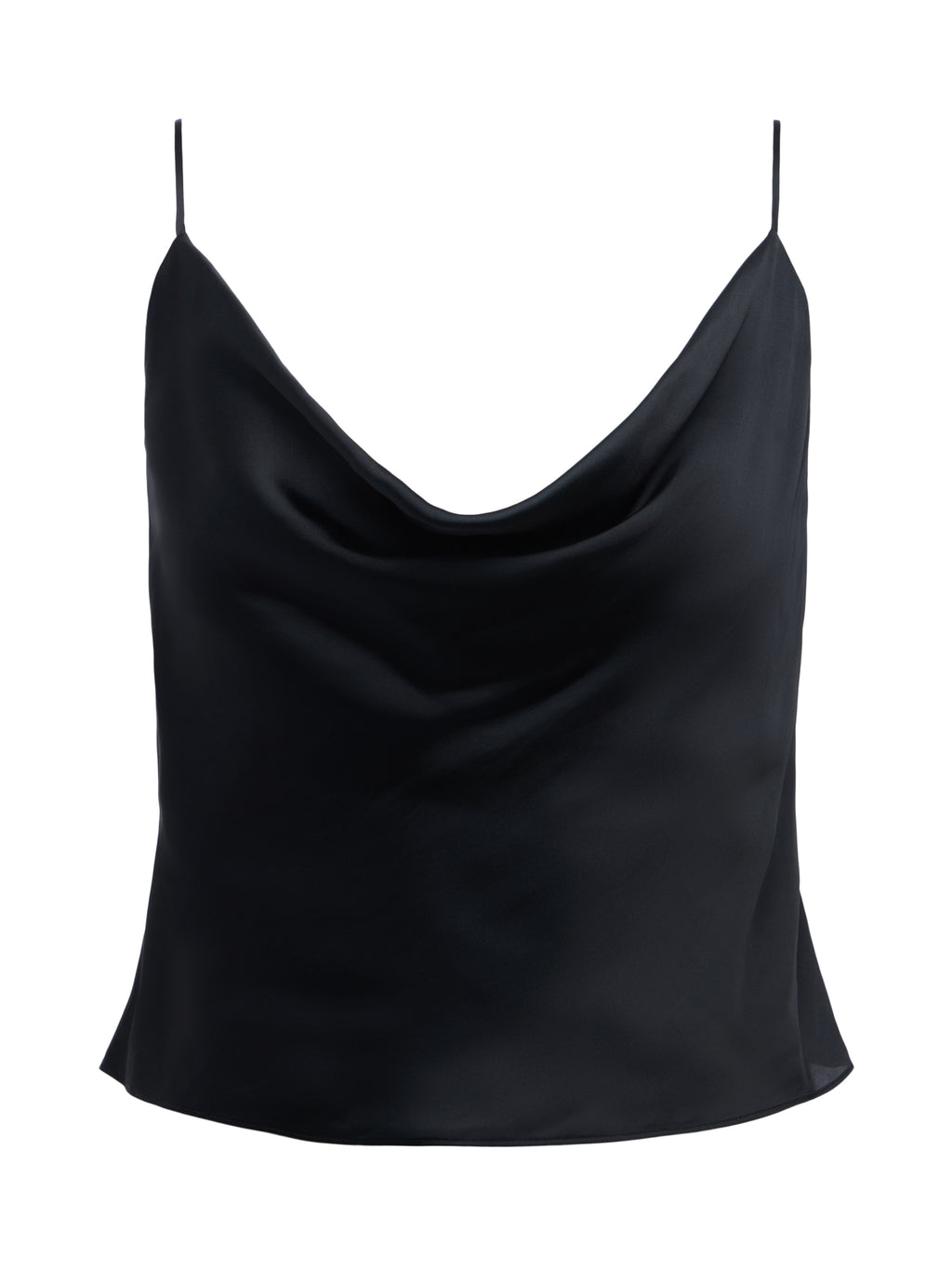 L'AGENCE Calista Cowl Neck Cami in Satin-Feel Polyester – Black