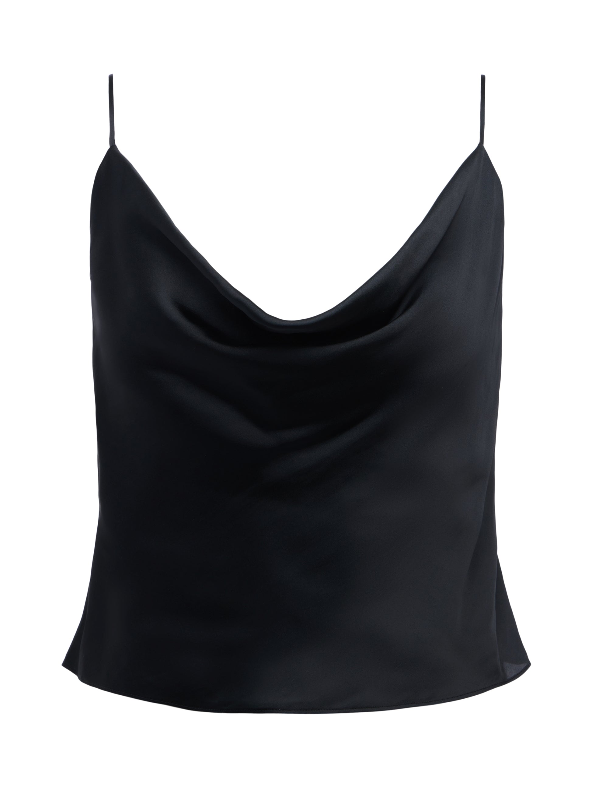 L'AGENCE Calista Cowl Neck Cami in Satin-Feel Polyester – Black