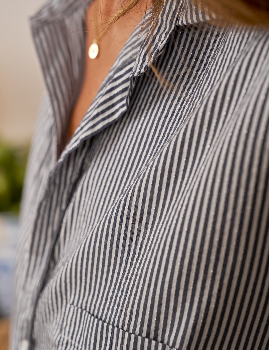 Frank & Eileen Eileen Shirt in Blue, White & Silver Stripe