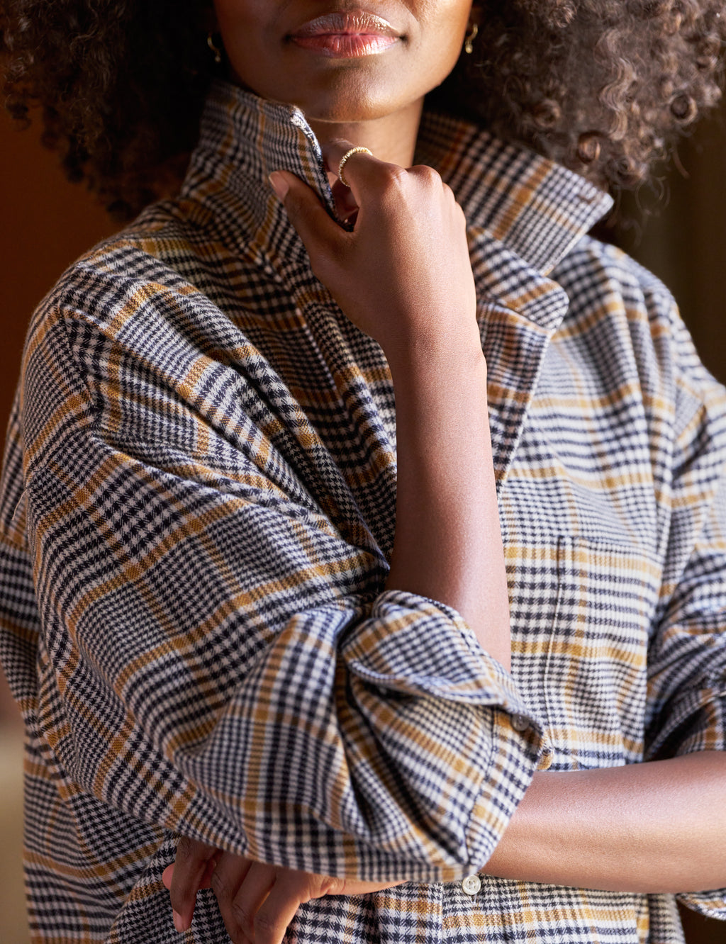 Frank & Eileen Eileen Shirt in Camel and Black Plaid