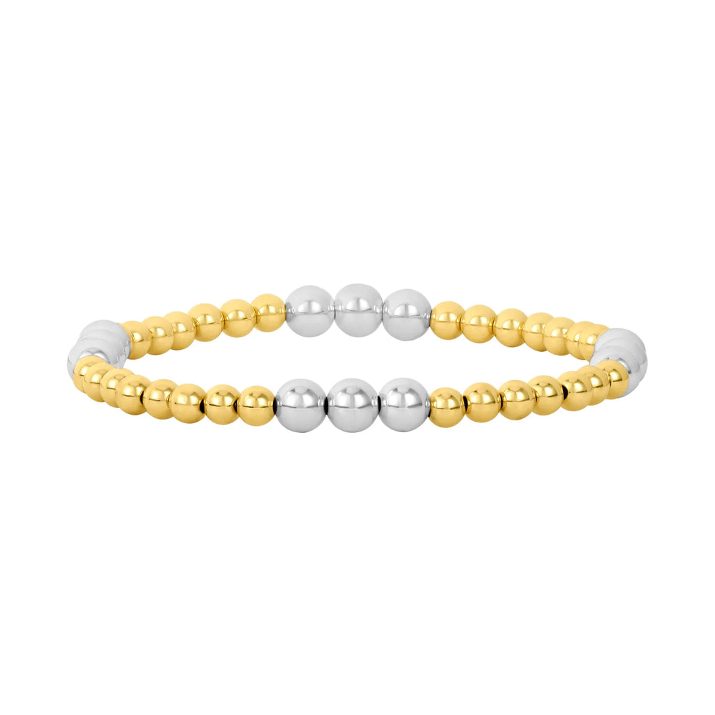 Karen Lazar 4MM Yellow Gold Filled Bracelet with 5MM Sterling Silver