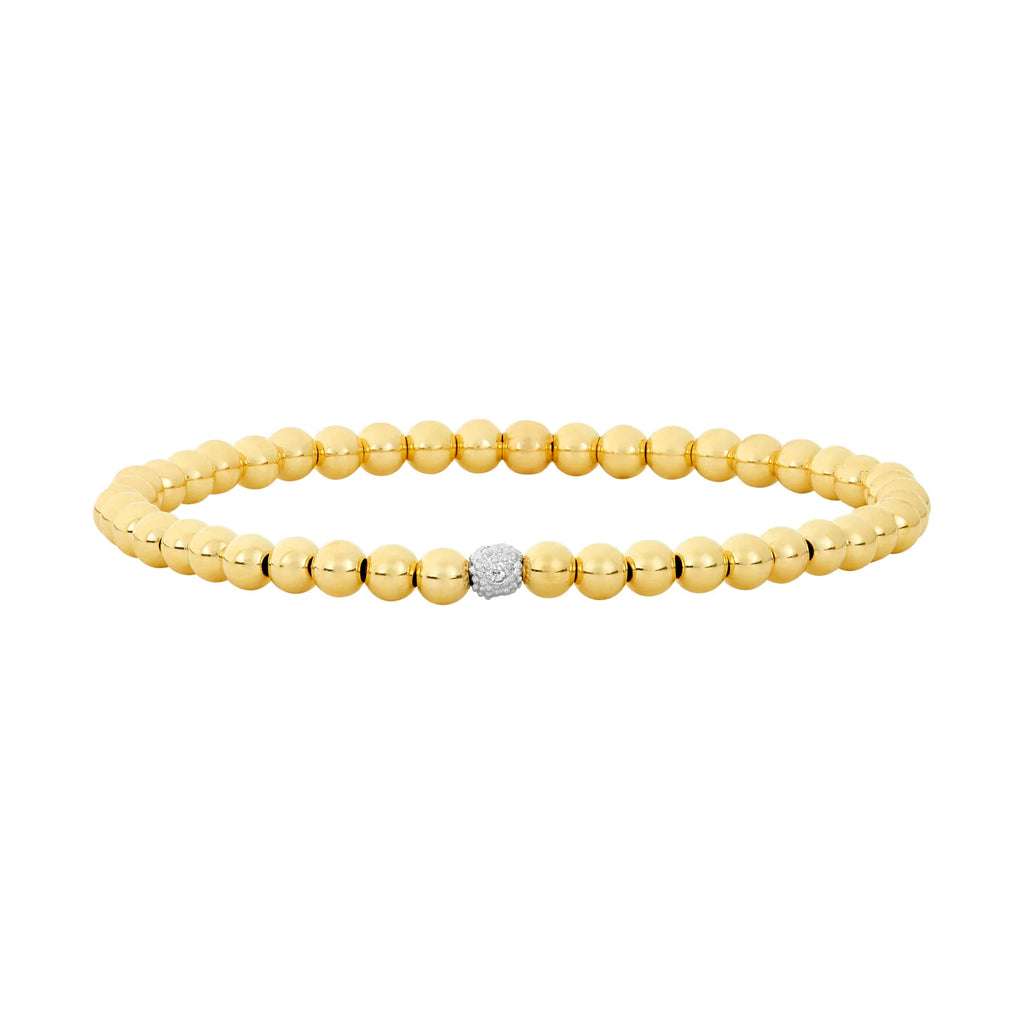 Karen Lazar 4MM Signature Bracelet with 14K  Diamond Bead
