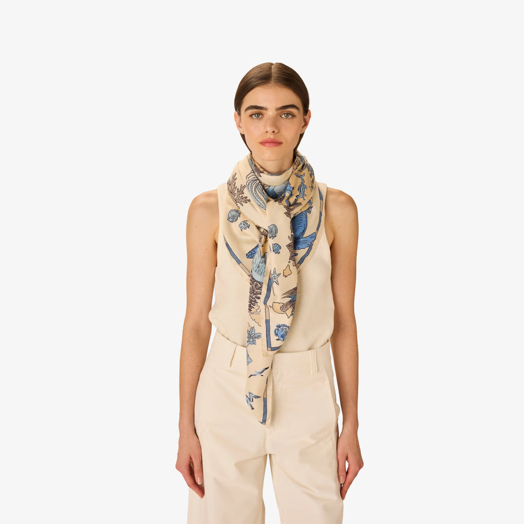 Inoui Editions Square Scarf Atlas in White