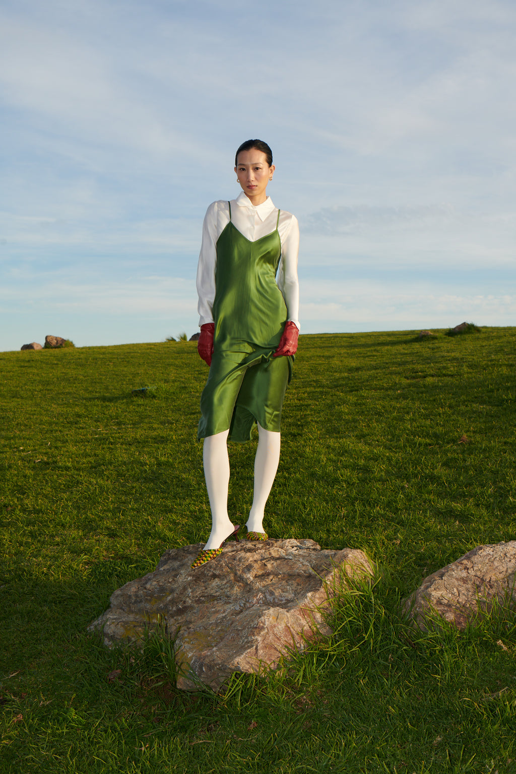 Silk Laundry 90S Slip Dress in Fields