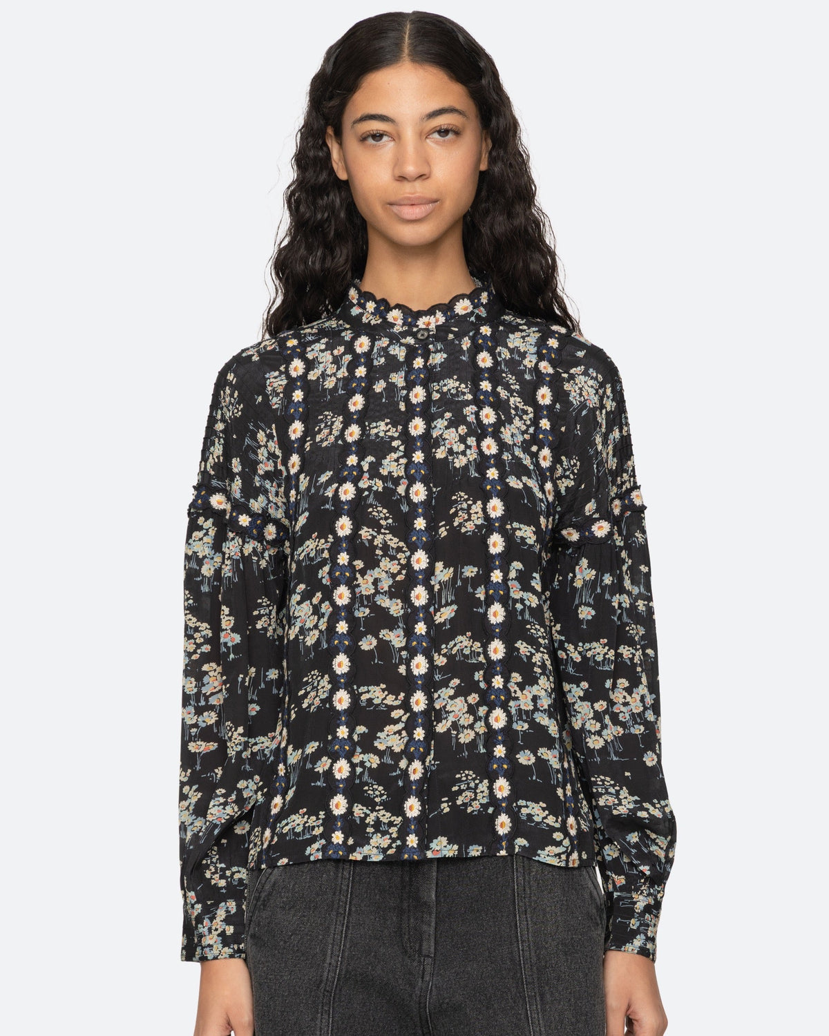 Sea New York Mona Long-Sleeve Top in Black