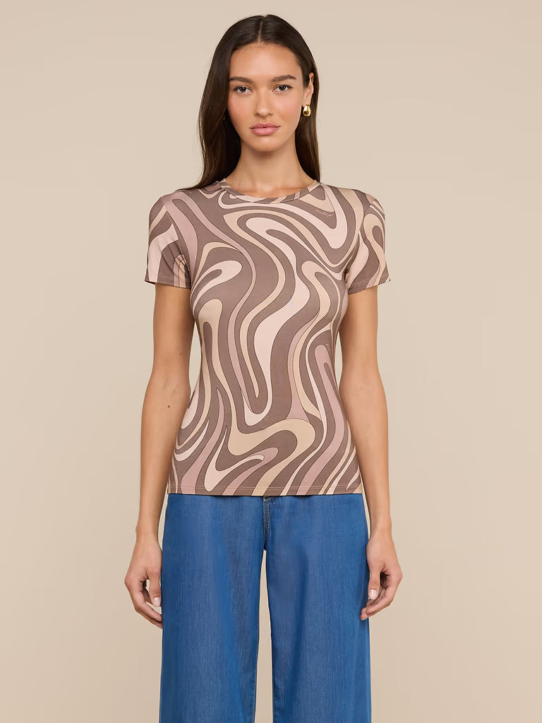 L'AGENCE Ressi Fitted Tee in Sepia Swirl