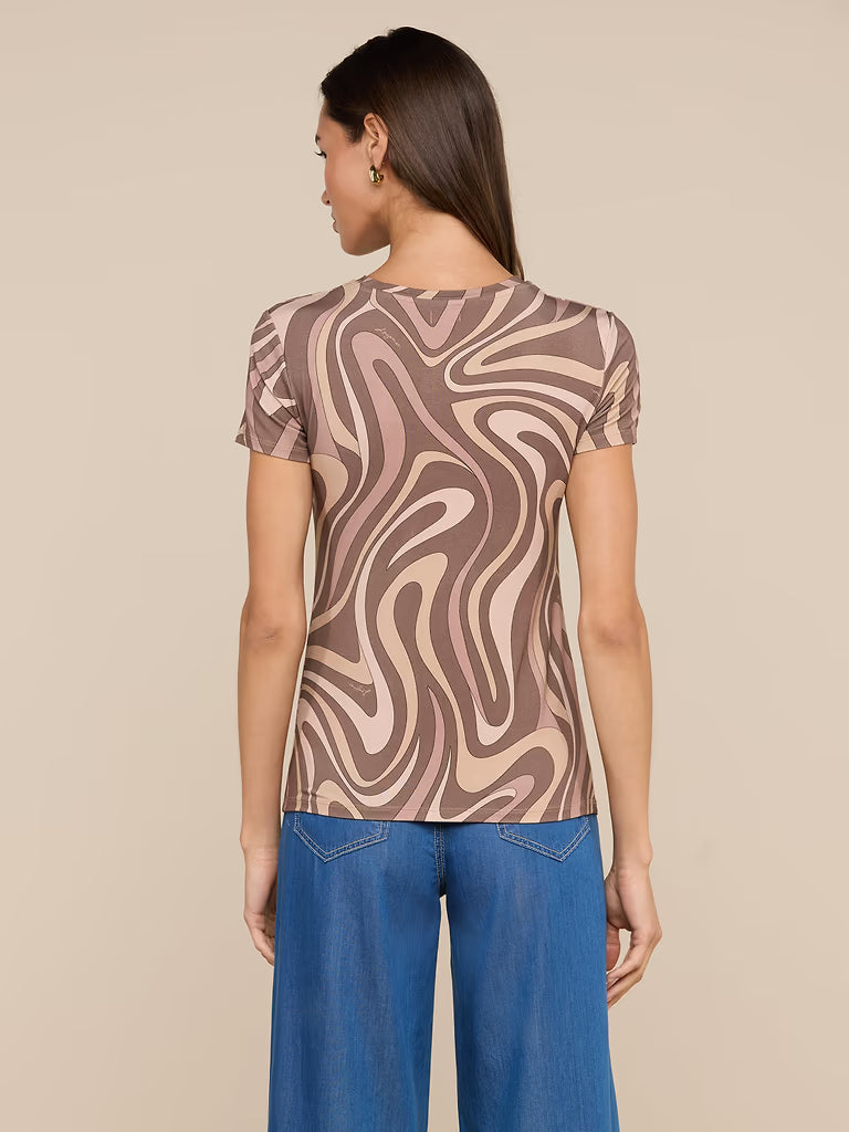 L'AGENCE Ressi Fitted Tee in Sepia Swirl