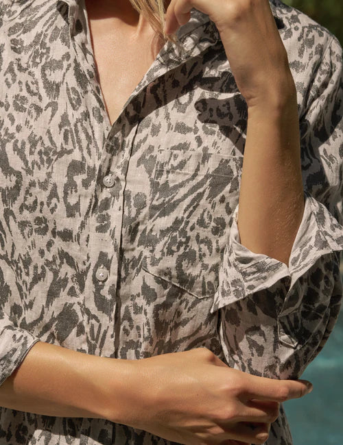 Frank & Eileen Rory Maxi Shirtdress in Glitter Animal Print