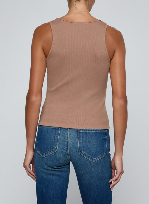 L'AGENCE Adira Scoop Neck Tank in Hazelnut