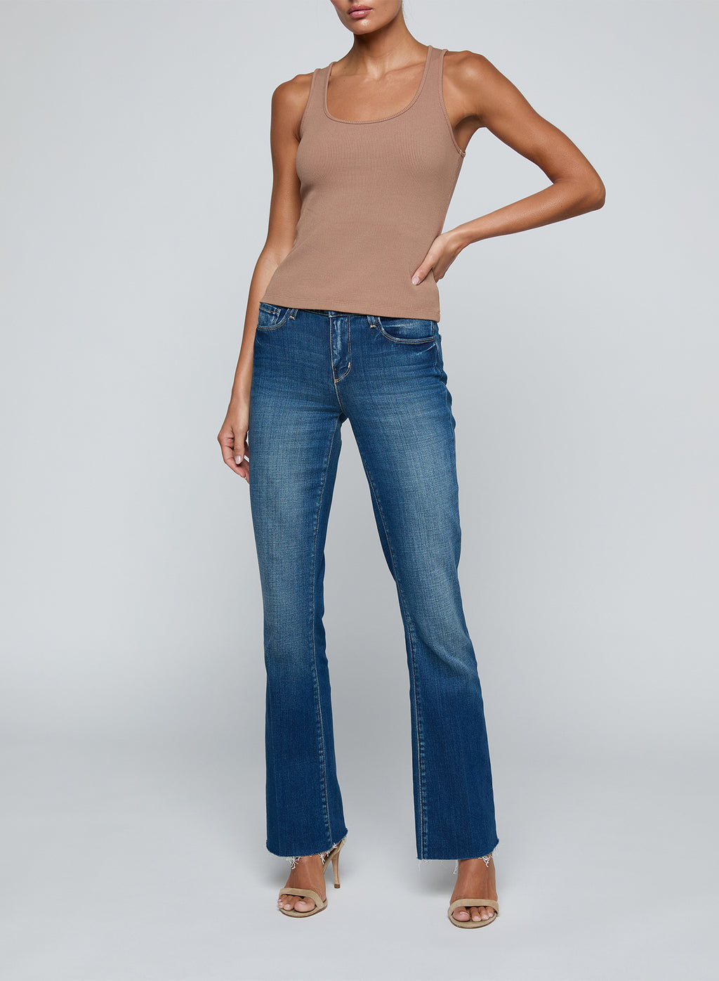 L'AGENCE Adira Scoop Neck Tank in Hazelnut