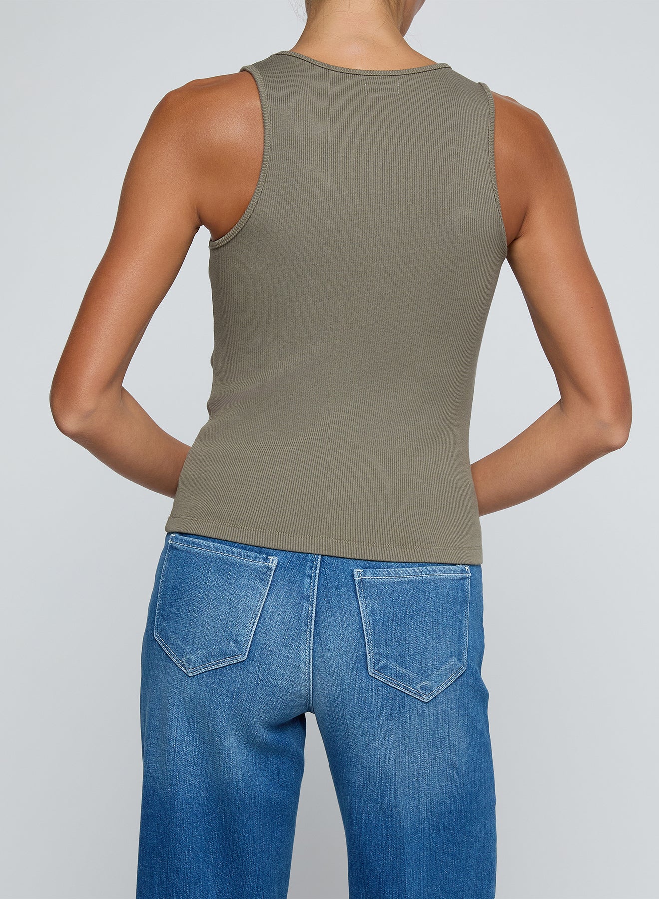 L'AGENCE Adira Scoop Neck Tank in Smokey Olive