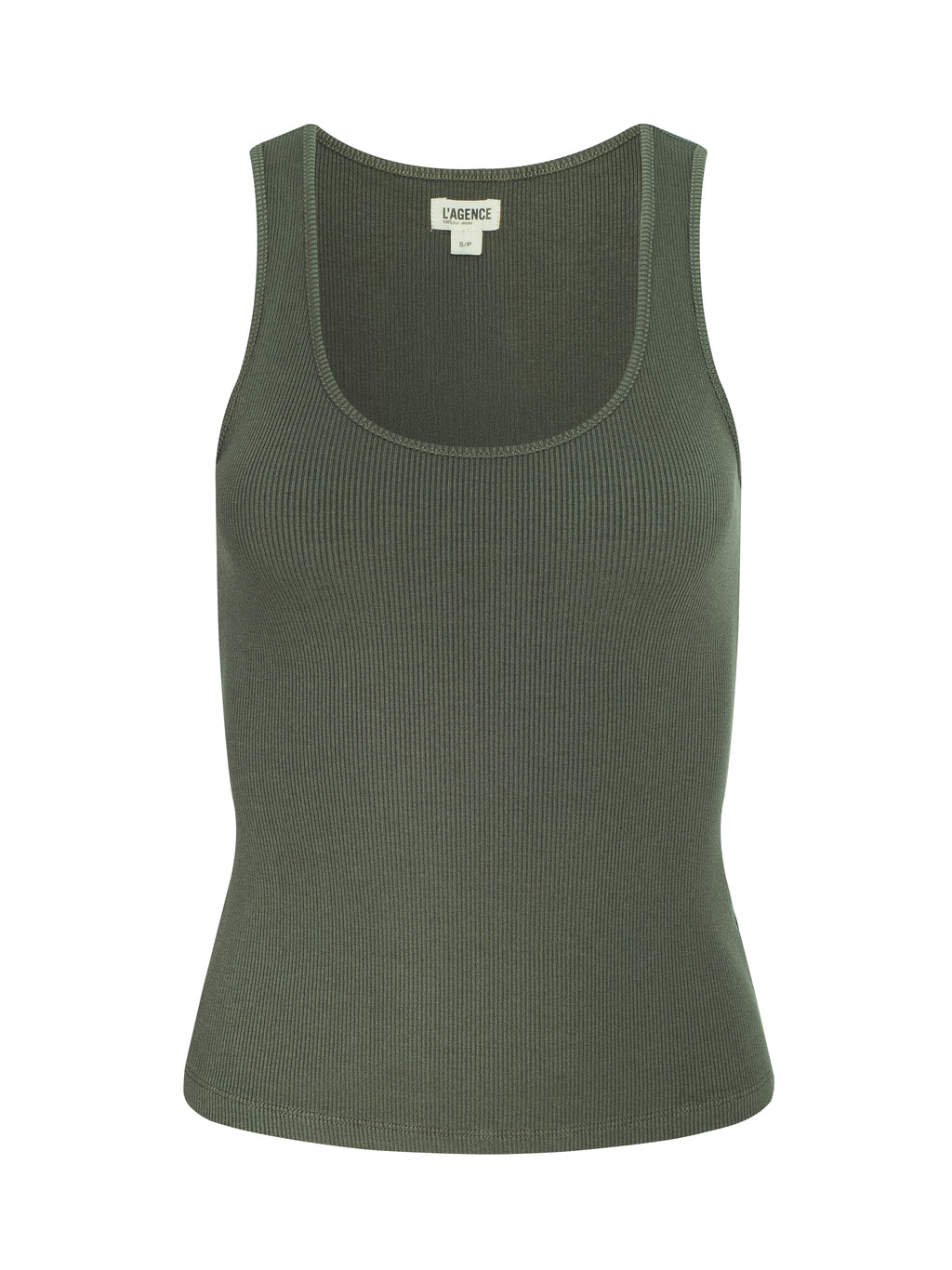 L'AGENCE Adira Scoop Neck Tank in Smokey Olive
