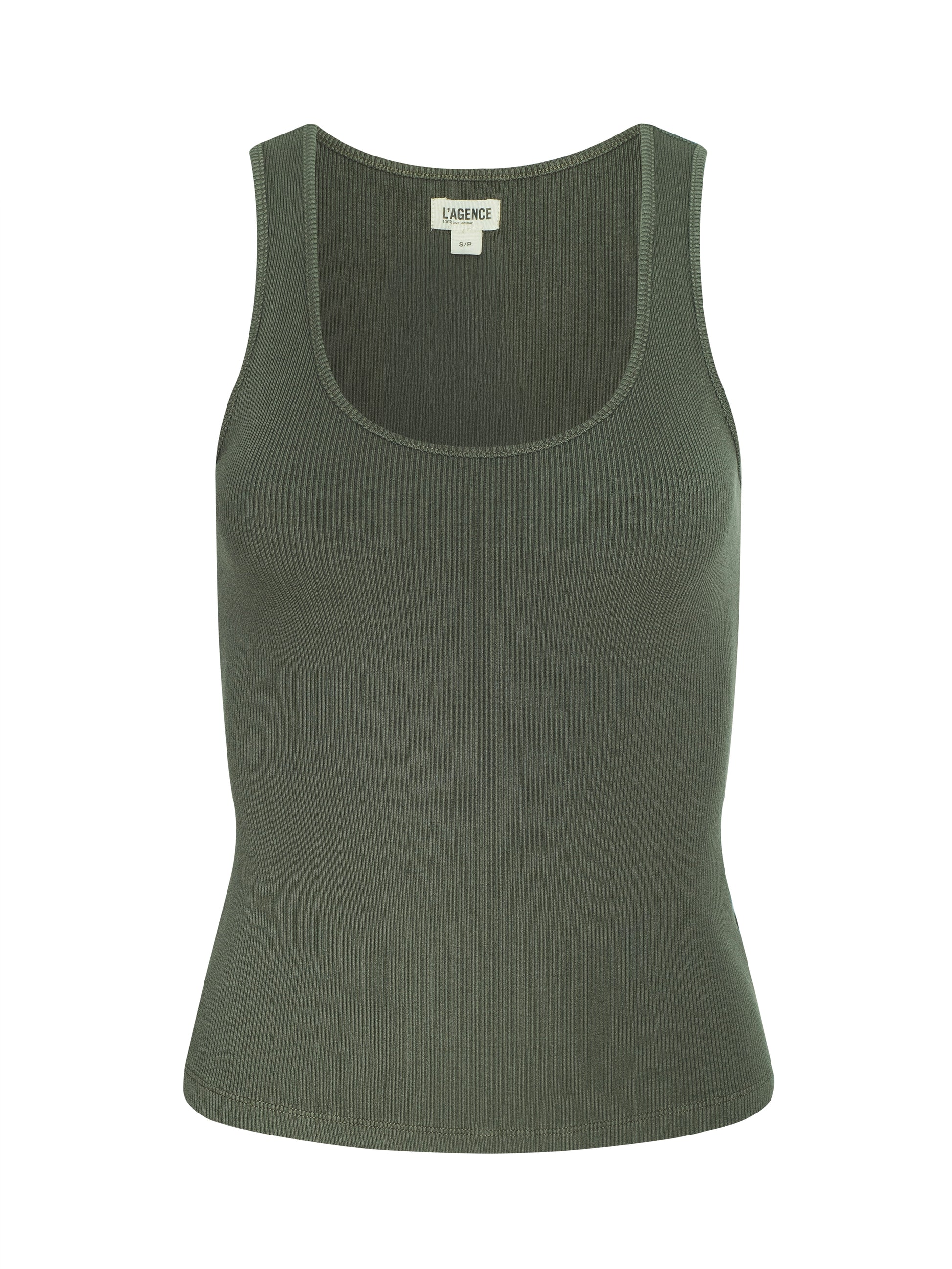 L'AGENCE Adira Scoop Neck Tank in Smokey Olive