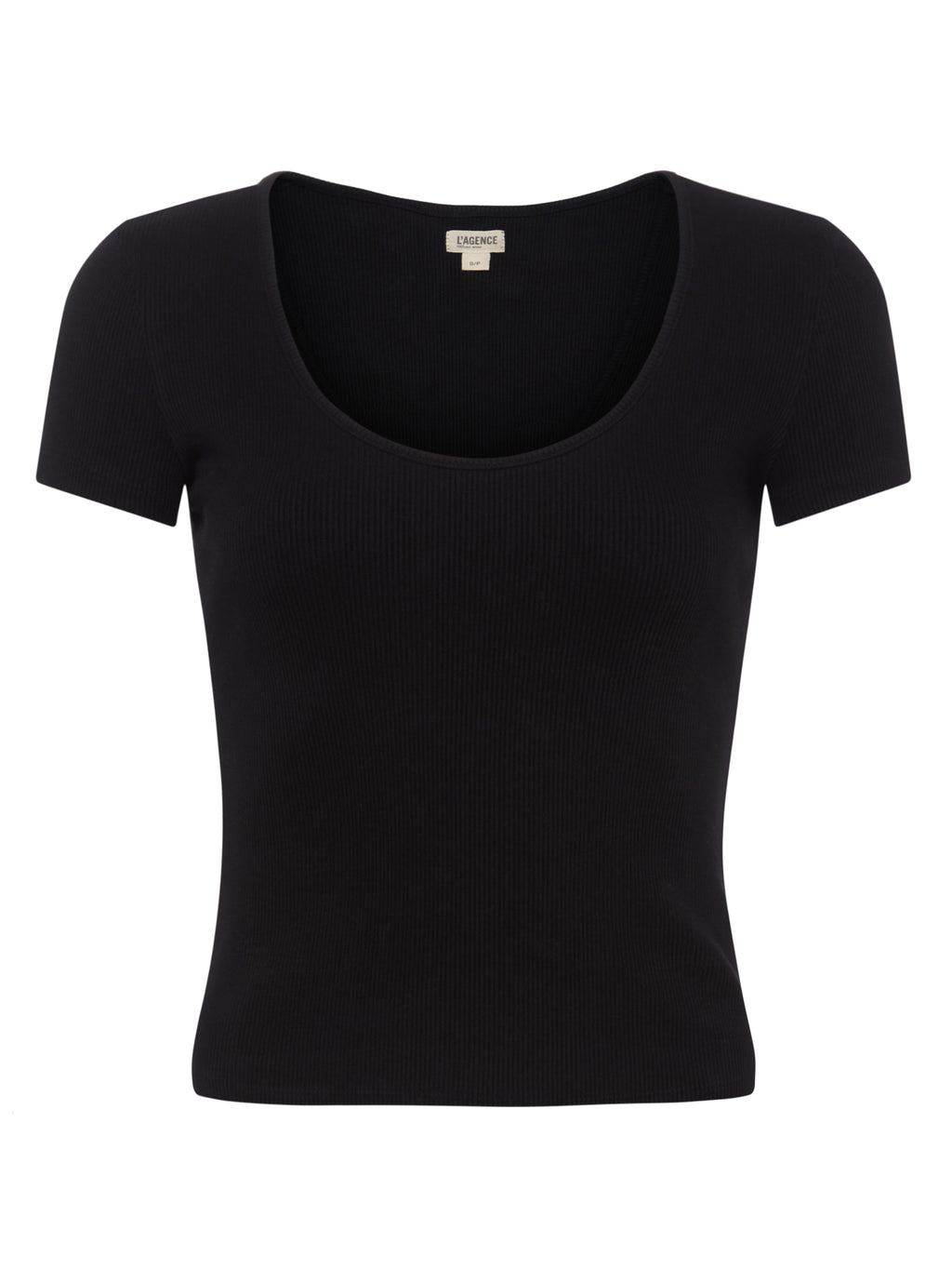 L'AGENCE Brynlee Short Sleeve Scoop Tee Black