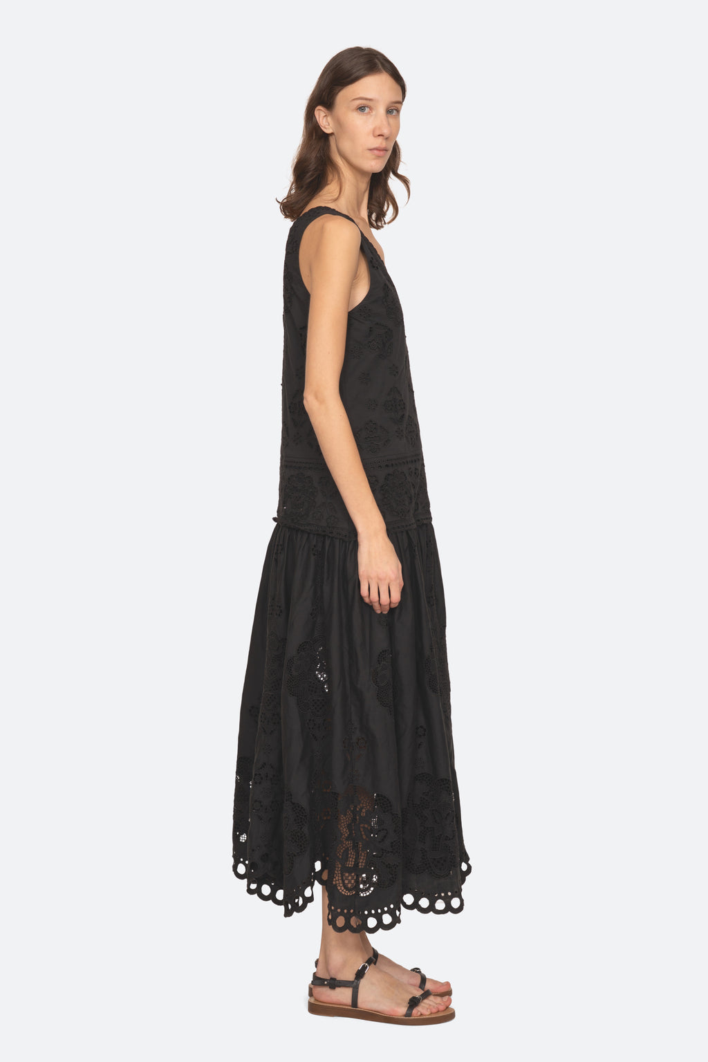 Sea New York Gardener Embroidery Maxi Dress in Black
