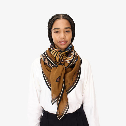 Inoui Editions Square Scarf Western in Brown